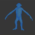 Hairless Skinny Monkey Standing With Long Limbs And Bald Head On Dark Background