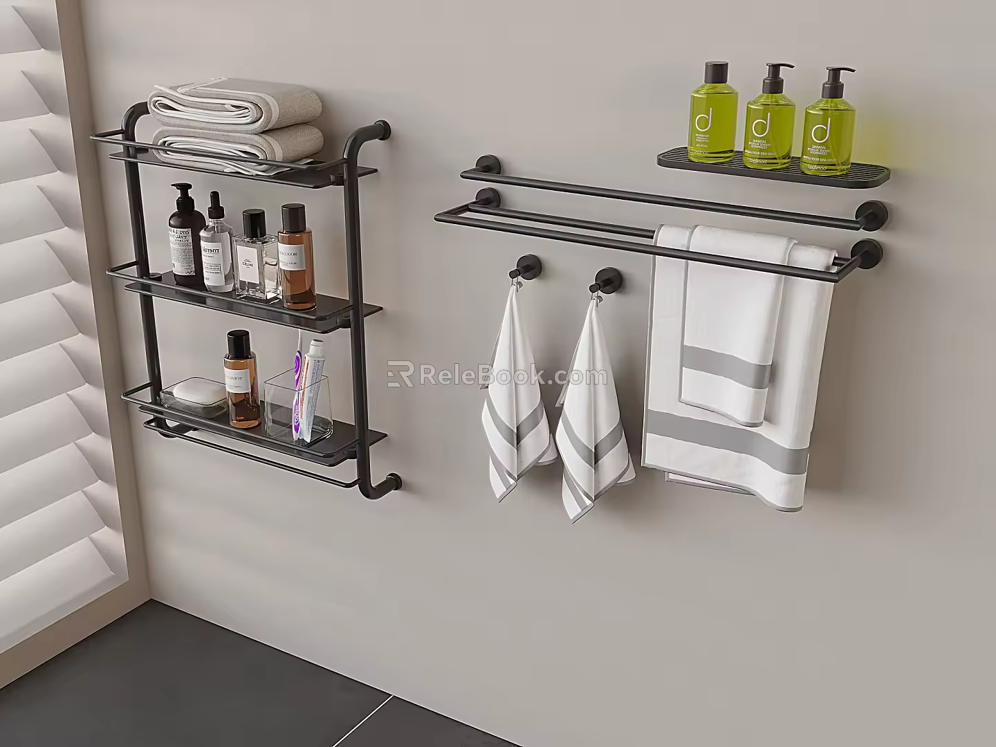 Modern Towel Bar Towel Rack Towel Venetian Blinds Bath Toiletries 3d model