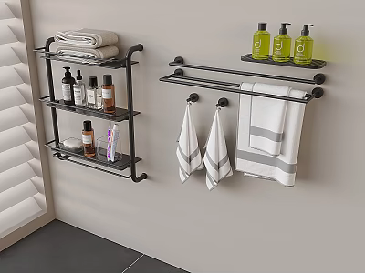 Modern Towel Bar Towel Rack Towel Venetian Blinds Bath Toiletries 3d model