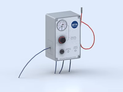 ETA Industrial Control Box With Gauge Knob And Connecting Cables 3d model