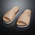 Casual Daily Wear Comfortable Leather Slippers With Thick Cork White Sole Shoes