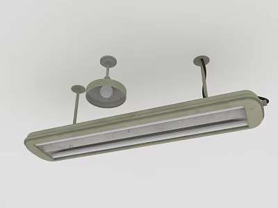 Modern Minimalist Chandelier With Long Rectangular Fixture And Small Round Lamp 3d model