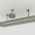 Modern Minimalist Chandelier With Long Rectangular Fixture And Small Round Lamp 3d model