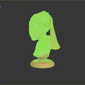 Human Head Anatomical Medical Device Model With Golden Base And Dark Background