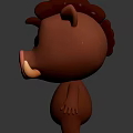 Cute 3D Cartoon Red Pig Character With Black Eyes And Yellow Tusks