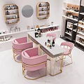 Modern Beauty Salon Interior With Pink Chairs White Table And Beauty Products