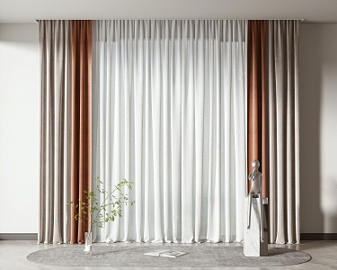 Modern Curtain Window Screen Curtain 3d model