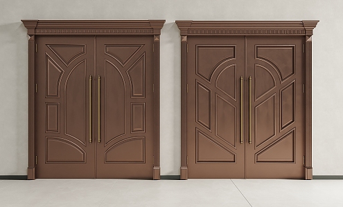 Copper entrance door copper door villa door opposite door entrance door double door 3d model