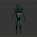 Green Futuristic Mechanical Robot Character With Detailed Armor And Body Structure