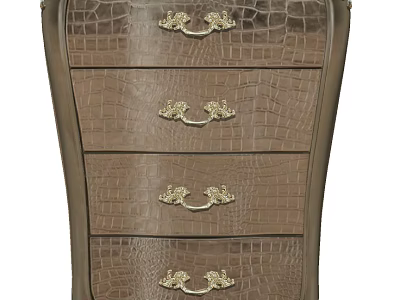 Elegant Chest of Drawers with Crocodile Texture Four Drawers and Gold Decorative Handles 3d model