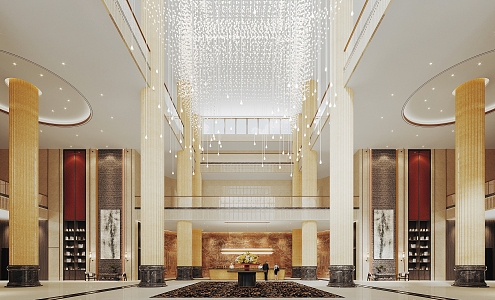 Modern Hall Hotel Lobby 3d model