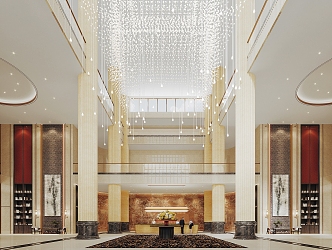 Modern Hall Hotel Lobby 3d model