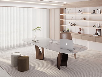 Modern study desk and chair 3d model