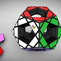 Colorful Polyhedron Puzzle Cubes With Scattered Pieces And Vibrant Geometric Structure