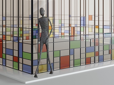 Modern partition art glass 3d model