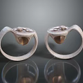 Dual Silver Smart Electronic Rings with Digital Buttons and Metal Design Features