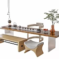 Modern Tea Table and Chair Tea Table and Chair Combination 3d model
