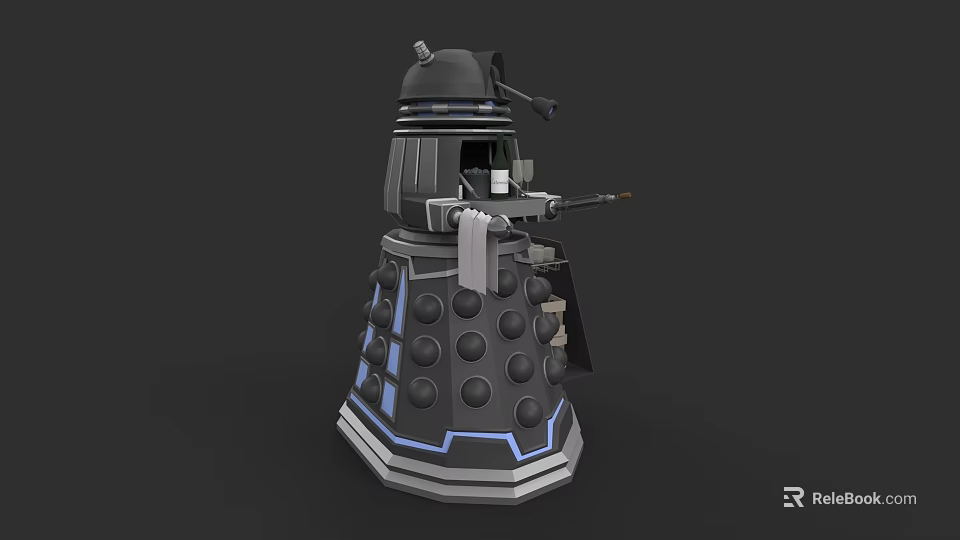 Iconic Dalek Character From Sci Fi Series With Metallic Exterior And Weapon 3d model 