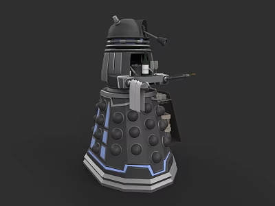 Iconic Dalek Character From Sci Fi Series With Metallic Exterior And Weapon 3d model