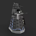 Iconic Dalek Character From Sci Fi Series With Metallic Exterior And Weapon
