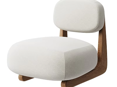 Modern Accent Chair With Light Fabric Cushion Round Back And Wooden Legs Design 3d model