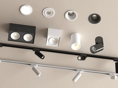 Various Styles Of Modern Downlights And Spotlights With Recessed And Track Mounted Designs 3d model