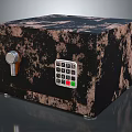 Textured Security Safe With Digital Keypad And Knob Lock On Dark Speckled Surface 3d model