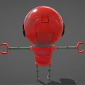 Red Robot With Big Eyes Helmet Head Yellow Diamond Chest Green Arms On Gray Background