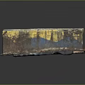 Old Square Concrete Structure With Yellow Blue Peeling Paint Worn Debris Inside And Base Tray 3d model