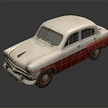 Vintage White and Red Classic Car with Retro Body Design and Shiny Finish