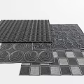 Modern Square Rugs Featuring Geometric Circular Patterns And Checkerboard Designs In Gray Tones 3d model