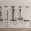 Different Wall Mounted Shower Heads and Systems with Various Designs for Modern Bathrooms 3d model