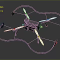 Aerospace Drone With Four Propellers Blue Components And Cables For Space Exploration