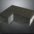Low Rise Brick Building Corner Layout With Gray Roof And Rectangular Skylights