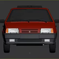 Red Classic Sedan 3D Rendered With Black Roof And Shiny Wheels