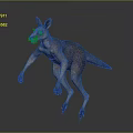 3D Rendered Kangaroo With Purple Textured Fur And Standing Pose On Gray Background