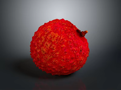 Fresh Red Lychee Fruit With Textured Surface And Glossy Skin 3d model