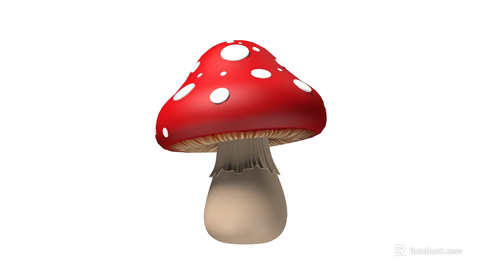 Vibrant Red Mushroom with White Spots and Unique Umbrella Cap Structure 3d model 