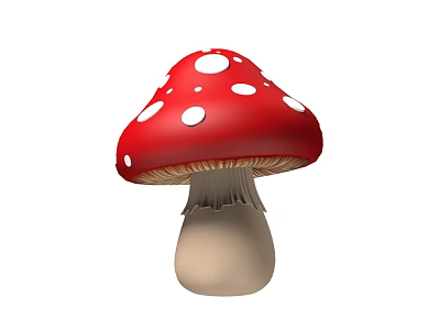 Vibrant Red Mushroom with White Spots and Unique Umbrella Cap Structure 3d model