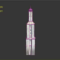 White Marble Tower Architecture With Green Dome And Multi Level Structure