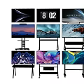 Different Flat Screen TVs With Various Stands And Clear Colorful Displays 3d model