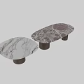 Elegant Modern Coffee Table with Marble Surface and Wooden Cylindrical Legs Design 3d model