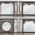 Chinese Arch Solid Wood Arch Screen Combination 3d model