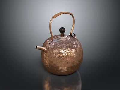 Handcrafted Copper Kettle With Textured Surface And Vintage Design For Daily Use 3d model