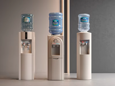 Three Different Water Dispensers As Essential Kitchen Appliances In Modern Home Setting 3d model
