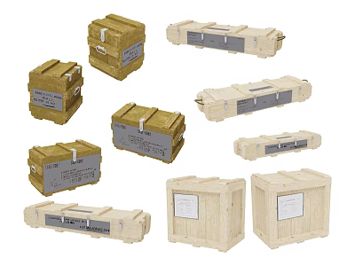Sturdy Industrial Equipment Wooden Crates Of Various Sizes For Transport Storage 3d model