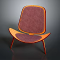 Modern Leisure Chair With Wooden Frame Purple Cushioned Seat And Curved Structure