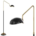 Modern Floor Lamp With Gold Metal Arm And Black Dome Shade Sleek Design