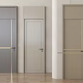 Modern Minimalist Swing Doors With Gray Light Wood Beige Colors And Golden Lines