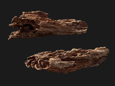 Natural Stone Wood Decorative Pieces With Rustic Texture And Organic Shapes 3d model